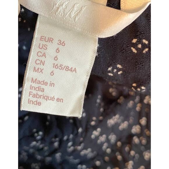 H&M Size 6 Navy Blue Polka Dot Off Shoulder Top - Picture 3 of 8